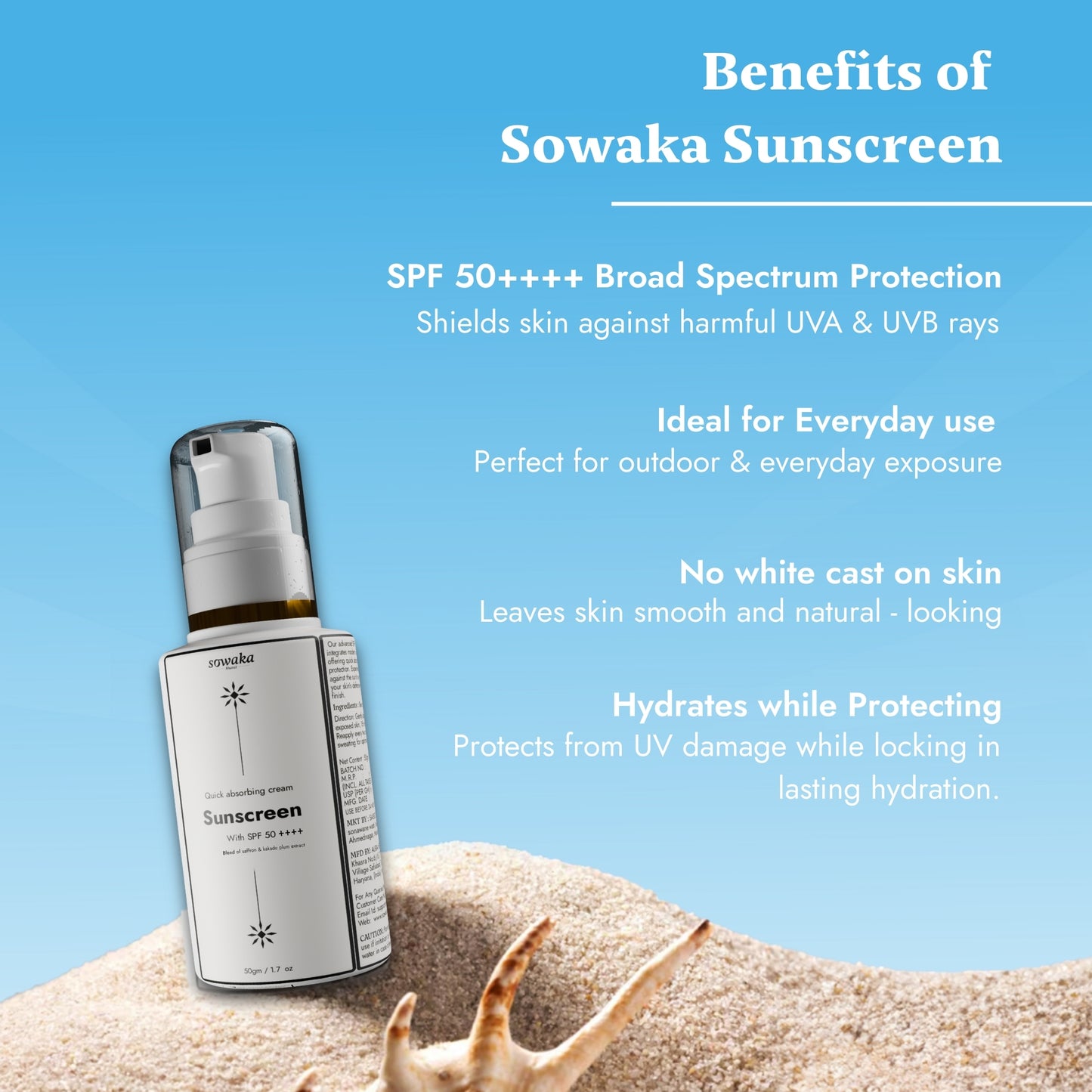 SOWAKA SPF 50++++ SUNSCREEN - 50G