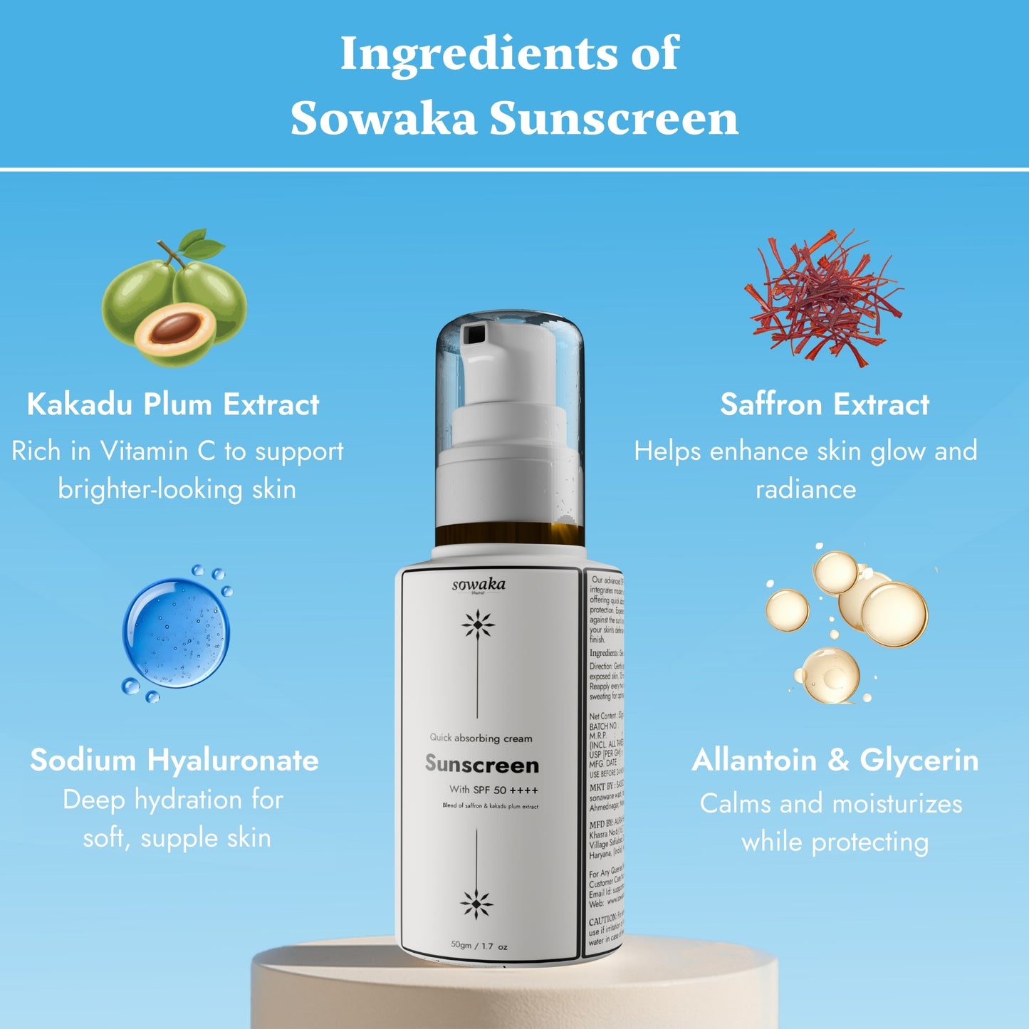 SOWAKA SPF 50++++ SUNSCREEN - 50G