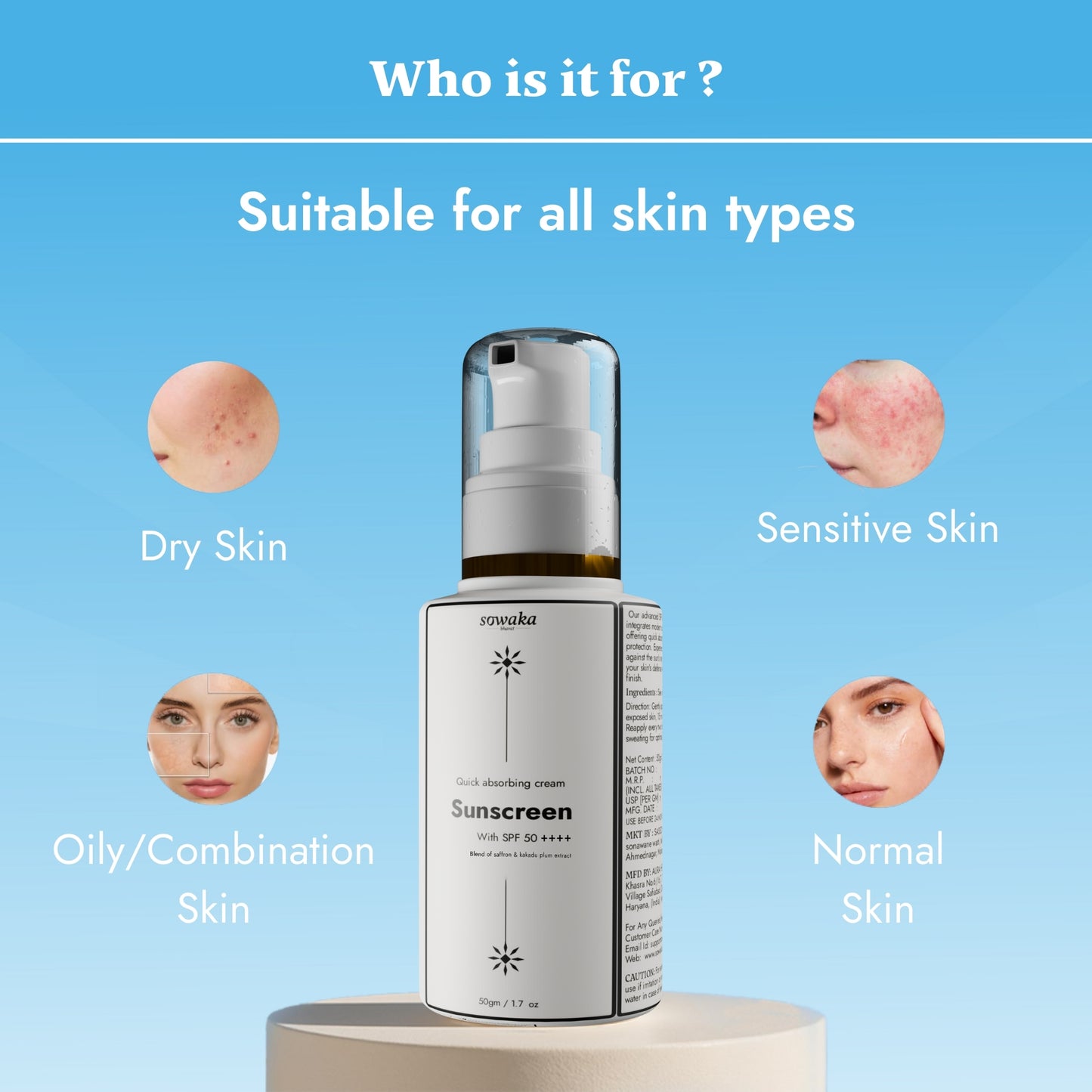 SOWAKA SPF 50++++ SUNSCREEN - 50G