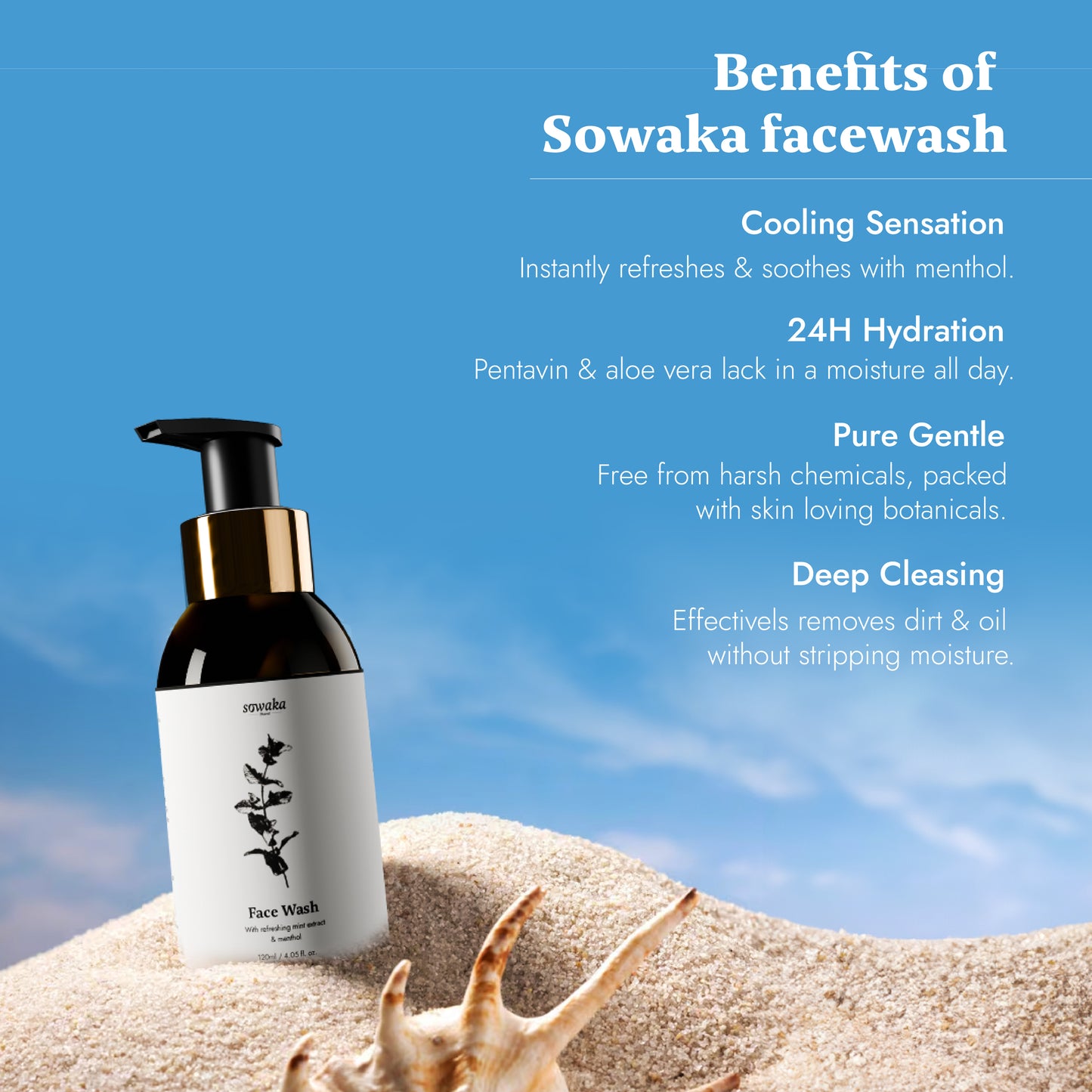 SOWAKA COOL MINT FACEWASH - 120ml
