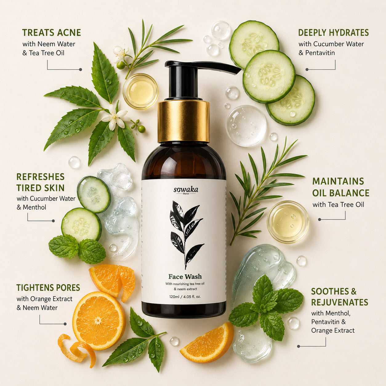SOWAKA TEA TREE FACEWASH - 120ml