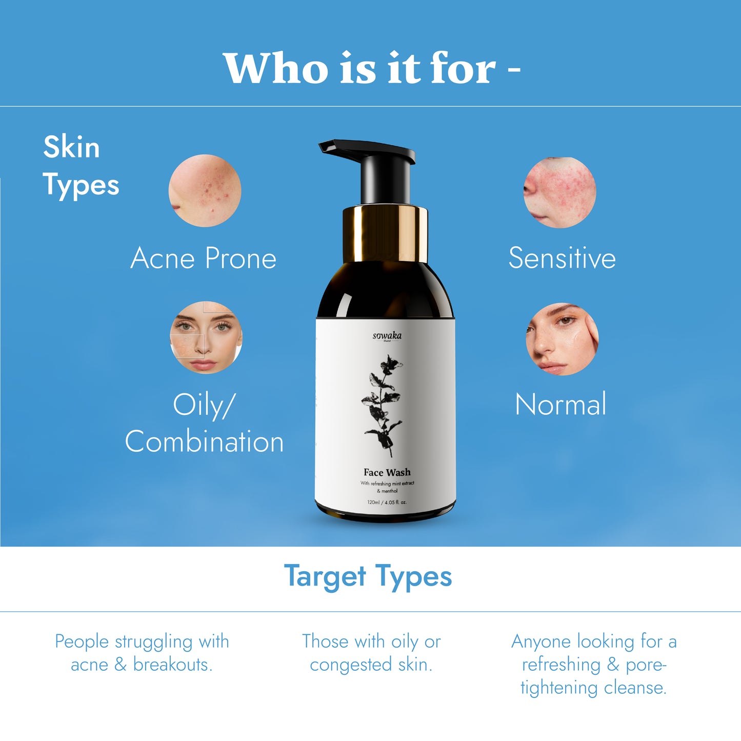 SOWAKA COOL MINT FACEWASH - 120ml